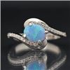 Image 1 : Sterling and Synthetic Blue Opal Bypass Ring