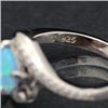 Image 3 : Sterling and Synthetic Blue Opal Bypass Ring