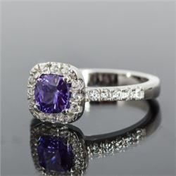 Sterling Silver and Blue Gemstone Halo Ring