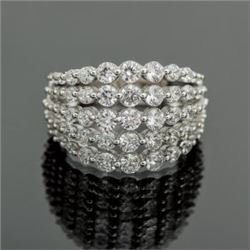 Sterling Silver Multi-Row Cubic Zirconia Ring