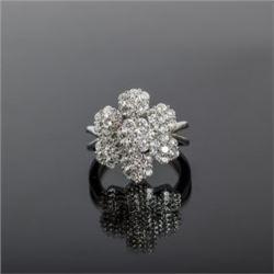 Sterling Silver and Cubic Zirconia Floral Cluster Ring