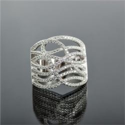 Sterling Silver and Cubic Zirconia Gladiator Ring