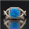 Image 1 : Sterling Silver and Synthetic Blue Opal Ring