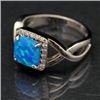 Image 2 : Sterling Silver and Synthetic Blue Opal Ring