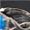 Image 4 : Sterling Silver and Synthetic Blue Opal Ring