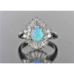 Sterling Silver and Opal Starburst Ring