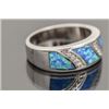 Image 2 : Sterling Silver and Synthetic Blue Opal Band