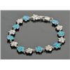 Image 1 : Sterling and Blue Enamel Floral Bracelet