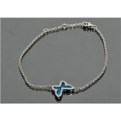 Sterling and Blue Enamel Butterfly Bracelet