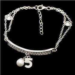 Sterling Silver and Cubic Zirconia Bar Bracelet