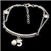 Image 1 : Sterling Silver and Cubic Zirconia Bar Bracelet