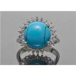 Sterling Silver and Synthetic Turquoise Ring