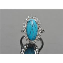 Sterling Silver and Synthetic Turquoise Ring