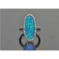 Sterling Silver and Synthetic Opal Ring