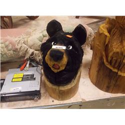 UNIQUE CHAINSAW CARVING - BEAR IN STUMP - BLACK