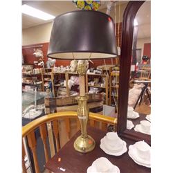 BRASS TABLE LAMPS WITH OUTLET - BLACK SHADES