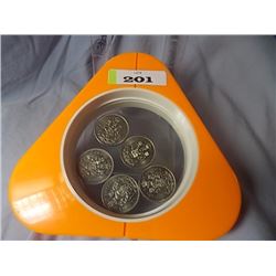 COINS - CAN. ½ DOLLAR -1983(3)-1980-1981- 5 TTL IN DISPLAY CASE