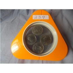 COINS - CAN. 1 DOLLAR --1984(3)-1982 - 4 TTL IN CASE