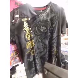 T-SHIRT - VANTAGE ELEMENT - CHINESE MAN WITH CROWN EAGLE WITH LASSOO IN LEFT HAND - GOLD CHINESE LET