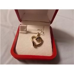 PENDANT - 10K YELLOW GOLD HEART WITH BLUE SAPPHIRE GEMSTONE - ESTIMATED RETAIL $