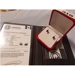 EARRINGS - 1.02 CTW MARQUISE FACETTED SAPPHIRES IN STERLING SILVER SETTING - WITH CERTIFICATE $800 -