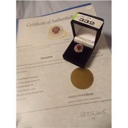 RING - 2.25CT RUBY & 29 DIAMONDS IN 10K GOLD SETTING - INCLUDES CERTIFICATE $1610 - W-45
