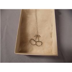 NECKLACE - DIAMONDS IN STERLING SILVER CHERRY DESIGNED SETTING - RETAIL ESTIMATE $250