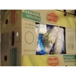 LARGE BANANA BOX OF ASSORTED FOOD