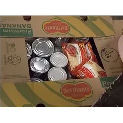 LARGE BANANA BOX OF ASSORTED FOOD