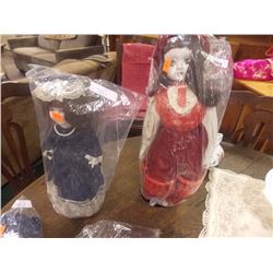 COLLECTOR'S CERAMIC DOLLS - 2 TTL 17" & 13" TALL - IN SEPARATE BAGS