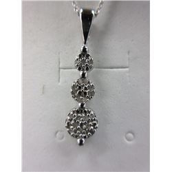 NECKLACE - 20 ROSE CUT DIAOMNDS IN STERLING SILVER SETTING - JOURNEY DESIGNED PENDANT - WITH CERTIFI