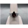 Image 1 : RING - PEAR FACETTED GARNET & DIAMOND IN STERLING SILVER SETTING - RETAIL ESTIMATE $345