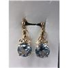 Image 1 : **SPECIAL FEATURE - EARRINGS - 10K YELLOW GOLD - 5 CT BLUE TOPAZ - SCREW BACK CLASP - FROM ESTATE - 