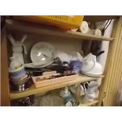 SHELF ASSORTED  - ELECTRIC KETTLE CLOCK CUTLERY AND MORE