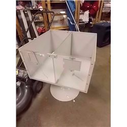 COMMERCIAL METAL STORE DISPLAY BIN ON PEDESTAL - GREY - CAN BE 1 OR 2 COMPARTMENT