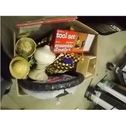 BOX OF STEERING WHEEL COVERS, BEADED SEAT COVER AND MORE