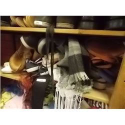 SHOEF LOT OF SHOES, SLIPPERS SKATES SCARFFS