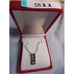 NECKLACE - OCEAN MYSTIC TOPAZ & DIAMONDS SETTING STERLING SILVER - HAS 4 OVAL FACETTED MYSTIC TOPAZ 