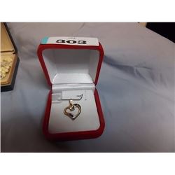 PENDANT - 10K YELLOW GOLD HEART WITH BLUE SAPPHIRE GEMSTONE - ESTIMATED RETAIL $