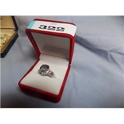 RING - 5 CT MYSTIC TOPAZ & 2 DIAMONDS IN STERLING SILVER SETTING - APPROX RETAIL $325