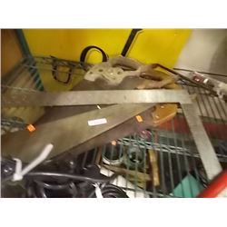 LARGE SQUARE AND 3  HAND SAWS