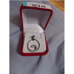 PENDANT - 925 STERLING SILVER - WITH DIAMOND STYLE GEM