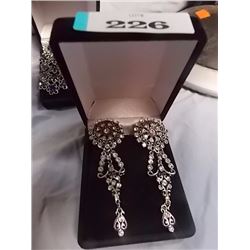 VINTAGE EARRINGS - RHINESTONES SET IN 925 STERLING SILVER