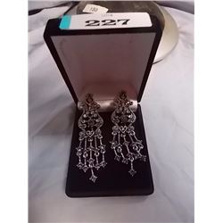 VINTAGE EARRINGS - RHINESTONES SET IN 925 STERLING SILVER
