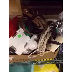 BOX OF ELECTRONICS, NEW PICTURE FRAMES AND MORE