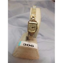 VINTAGE WATCH - GOLD STRETCH BAND - "11.10.43 M.I.V. " "LANGFORD VIKING" - "SWISS" - LINKS ON BAND M