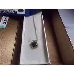NECKLACE - 16 (.25CT) ROSE FACETTED  DIAMONDS IN STERLING SILVER HALO DESGNED SETTING - WHITE AND RO