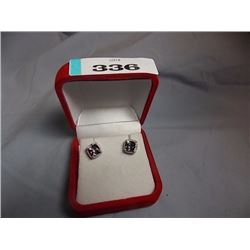 NEW EARRINGS - HALO DESIGN MYSTIC TOPAZ AND DIAMONDS IN STERLING SILVER SETTING - APPROX. RETAIL $27