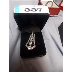PENDANT - RHINESTONES/CLEAR GEM STONE IN 925 STERLING SILVER SETTING