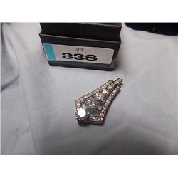 PENDANT - RHINESTONES/CLEAR GEM STONE IN 925 STERLING SILVER SETTING